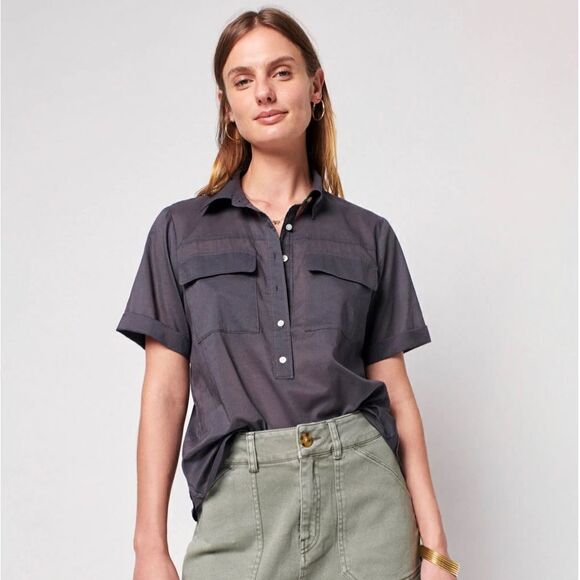 Faherty The Uptown Relaxed Fit Cotton Popover Top - Picture 1 of 8